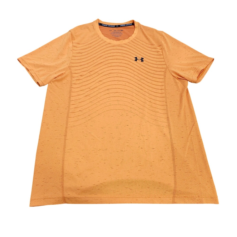 Under Armour Mens XXL Orange HeatGear Seamless Fitted Short Sleeve Training Tee
